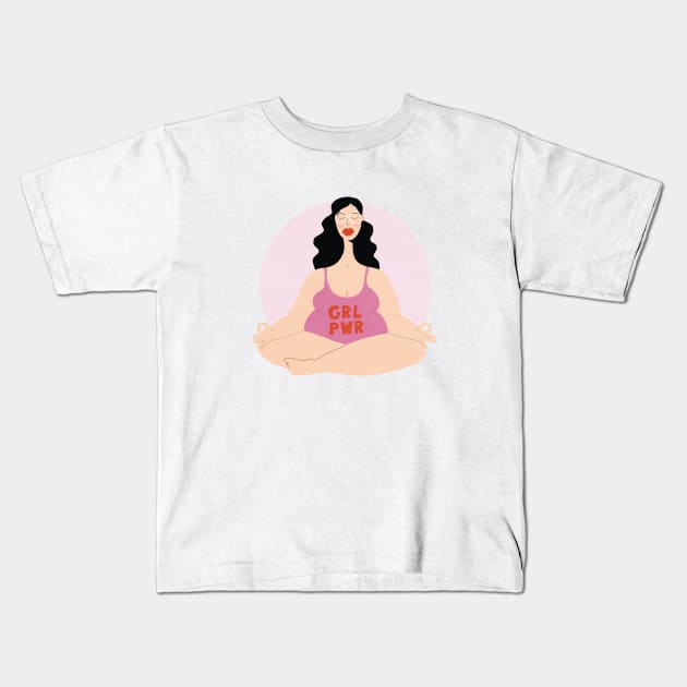 Girl Power Pink Kids T-Shirt by damppstudio